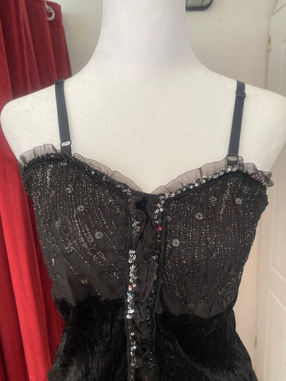 Brand new velvet top with sequin details