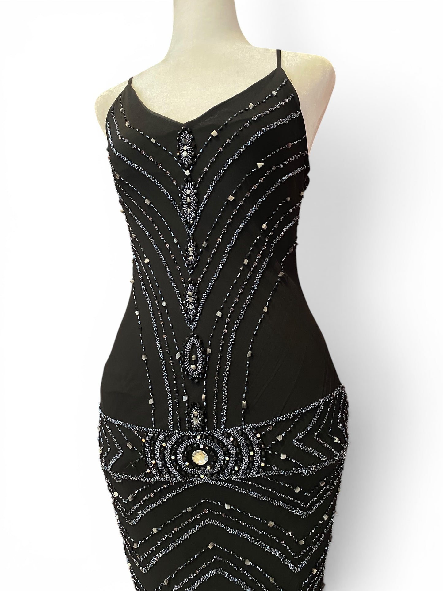 100% silk handbeaded gown