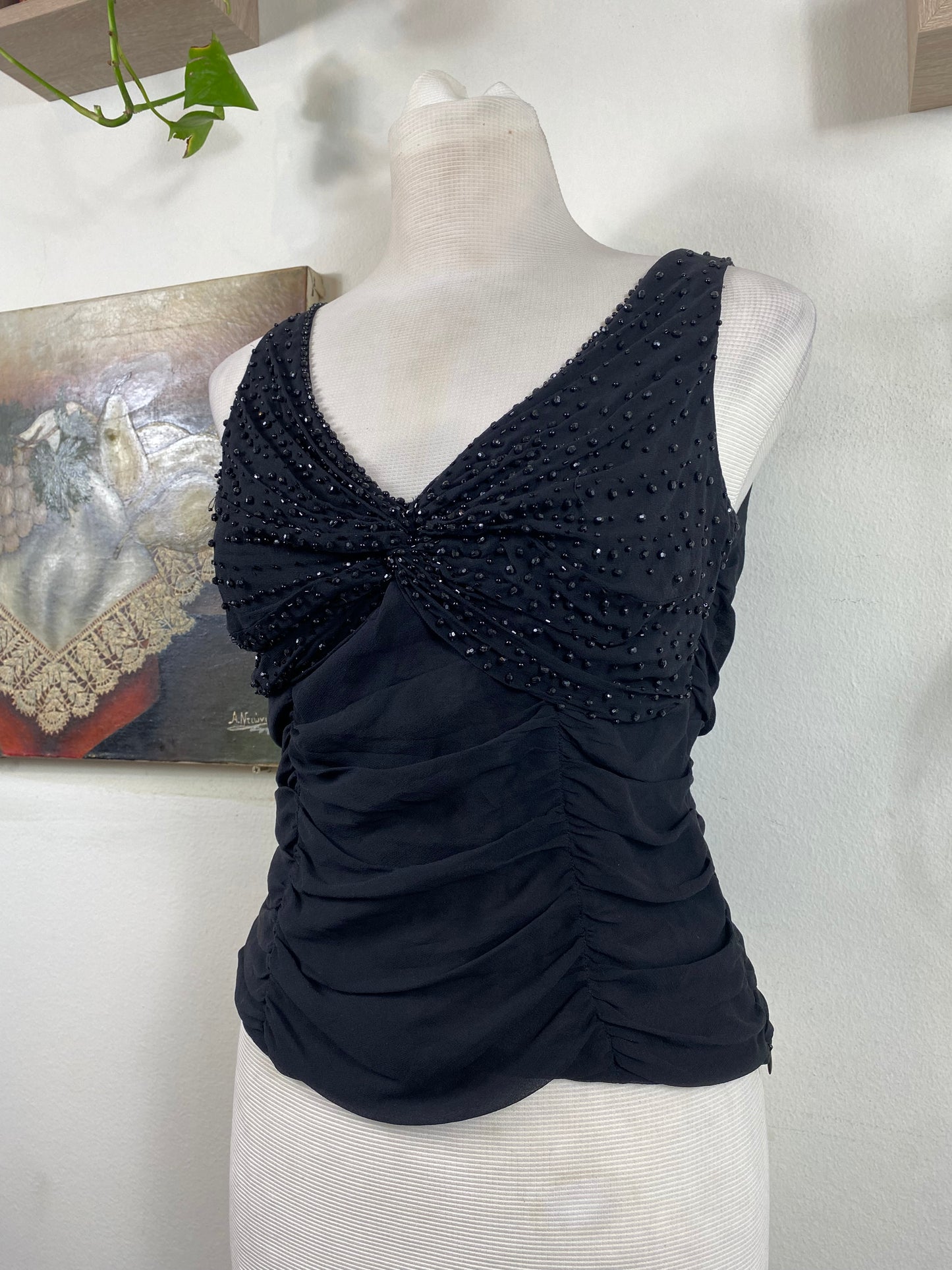 100% silk beaded top