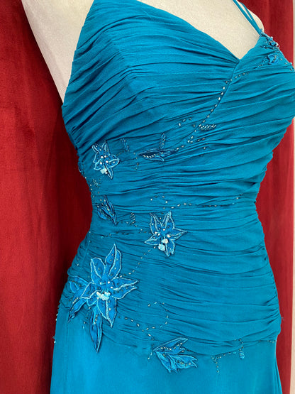 Azure blue chiffon gown