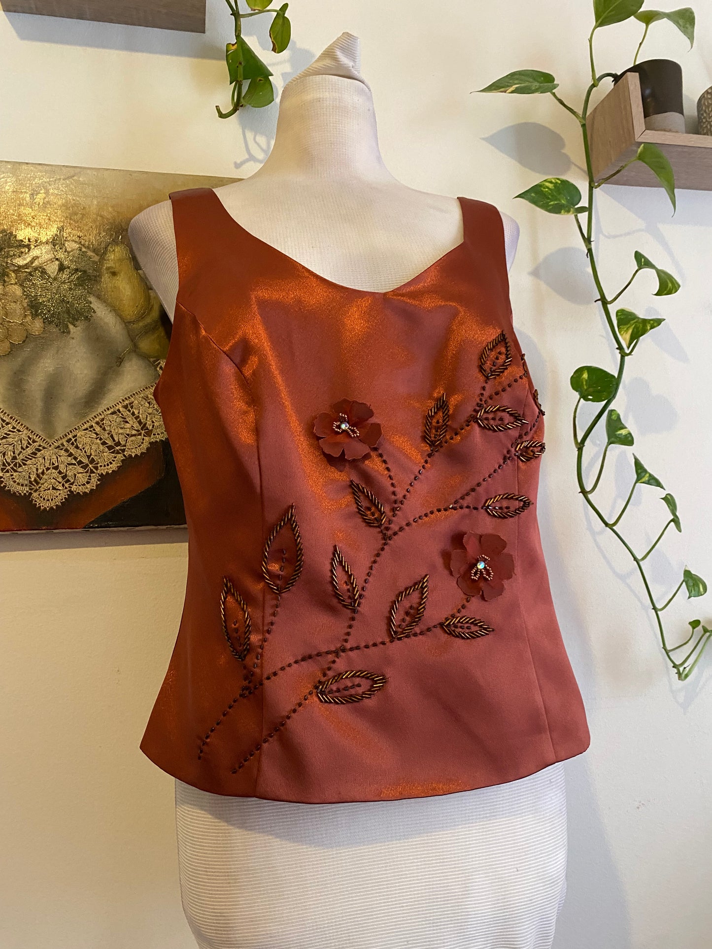 Brand new handbeaded corset liquid organza