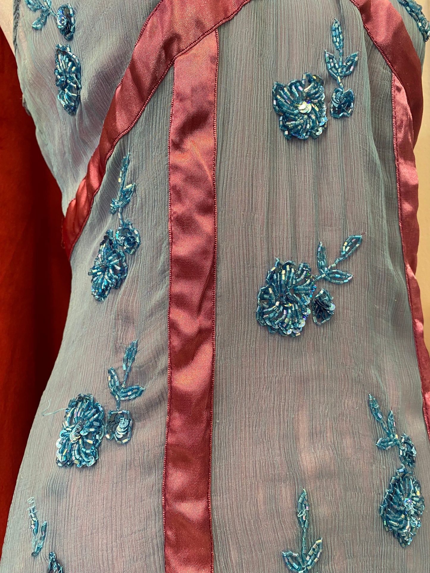 100% silk all over handbeaded dress