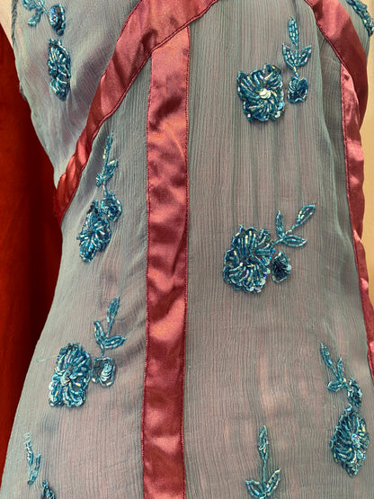 100% silk all over handbeaded dress