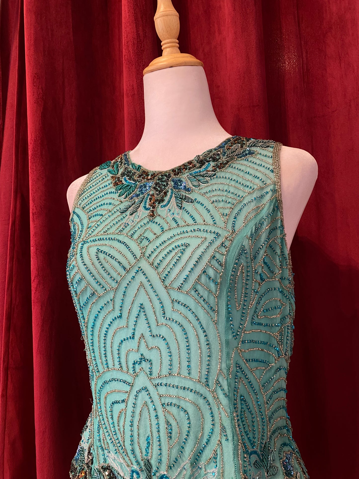 100% silk brand new handbeaded light blue top 🦋