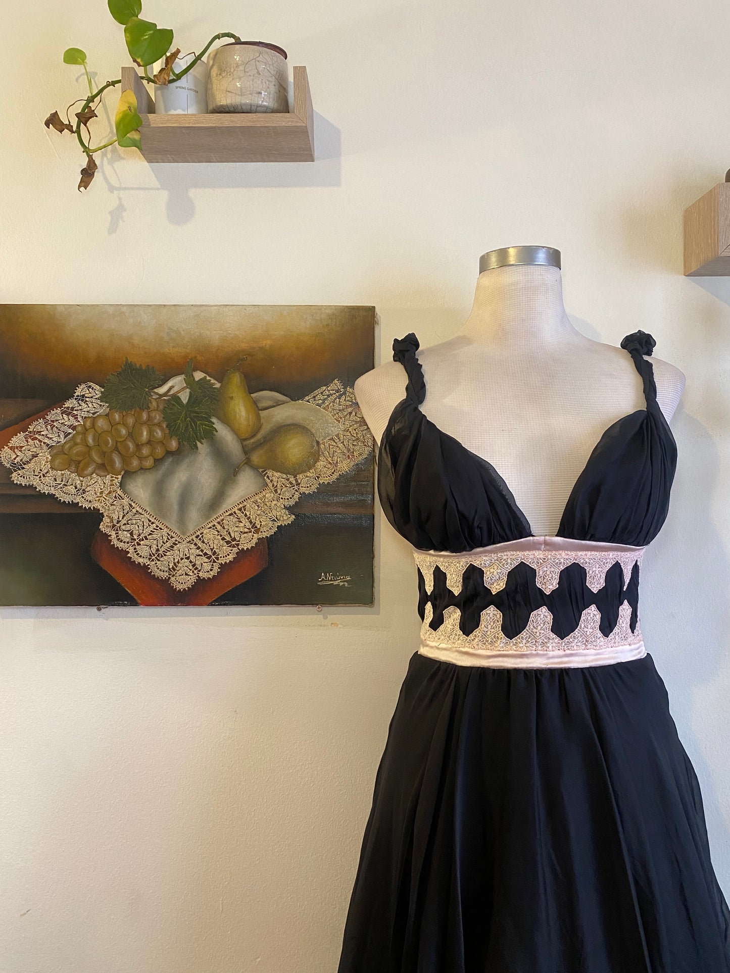 Silk brand new haute couture black mini dress