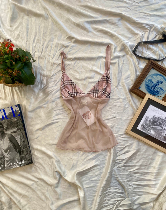 Pink Y2K pink see through cami top 🌸