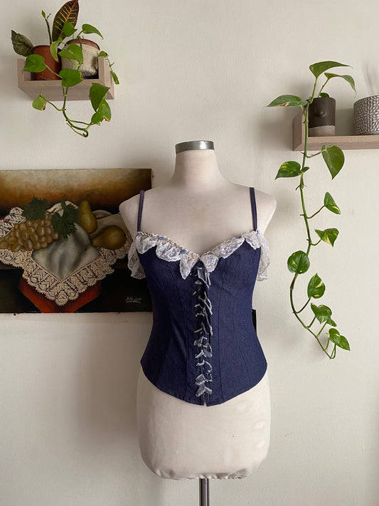 Denim zinas couture brand new corset