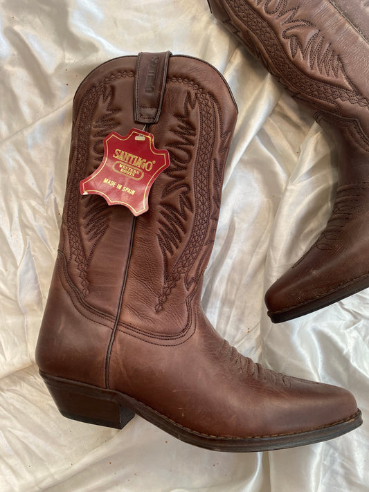 Leather brand new vintage brown cowboy boots