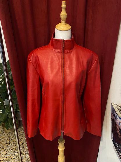 Vegan leather red biker jacket 💋