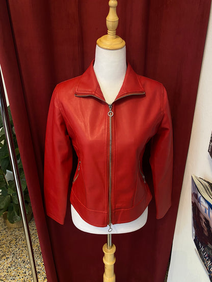 Vegan leather rich red biker jacket 🔥