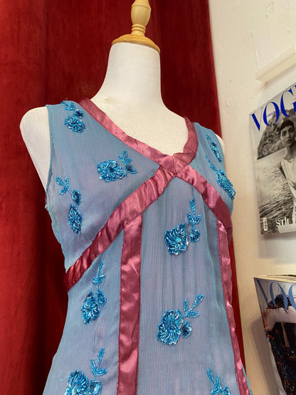 100% silk all over handbeaded dress