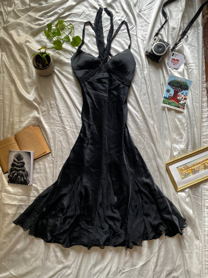 Black brand new silk elegant gown