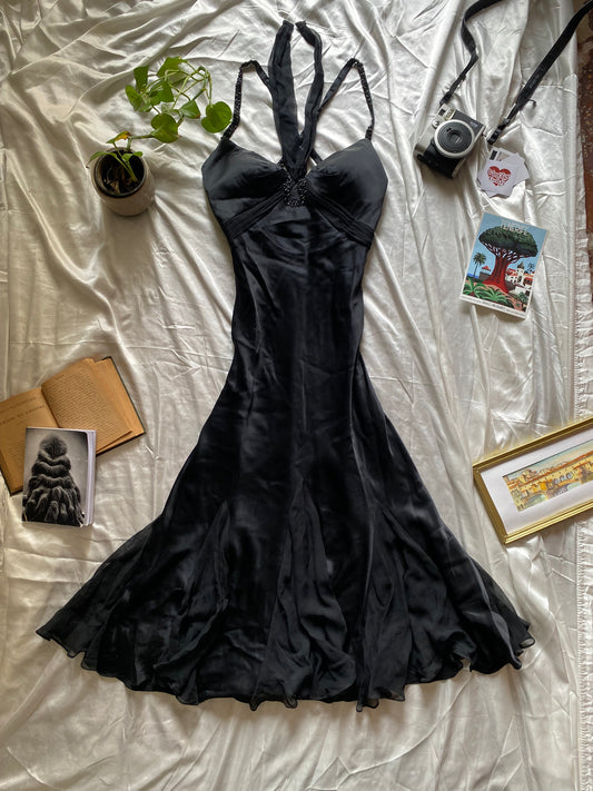 Black brand new silk elegant gown