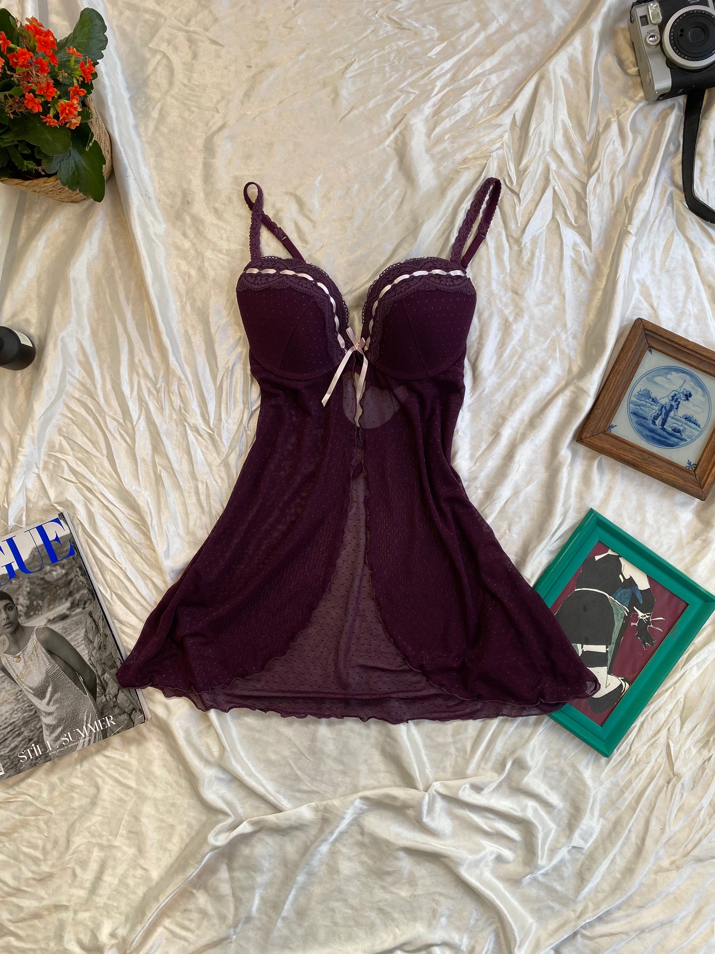 Fairy deep purple lace corset