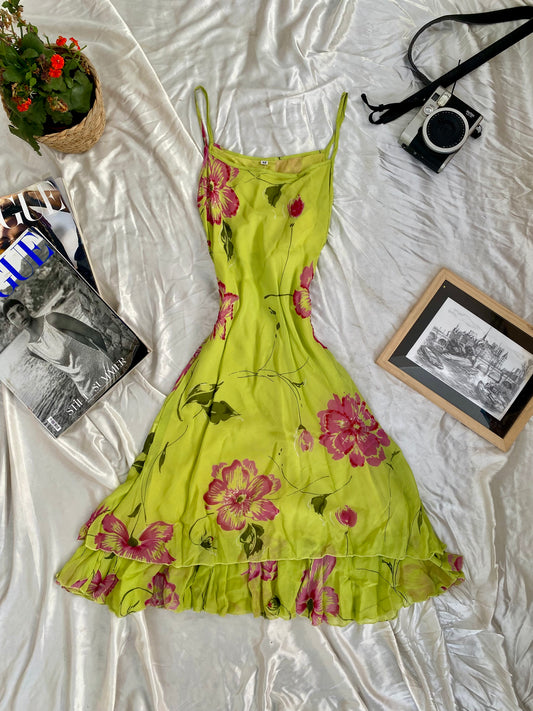 Green floral summer dress 🧚