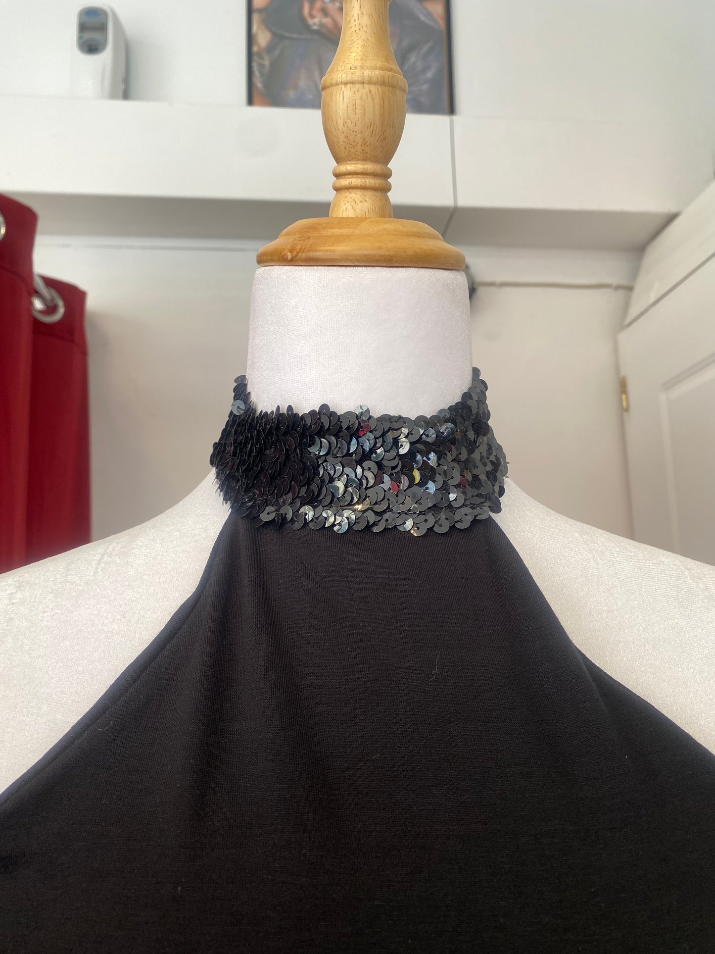 Brand new black halter top with sequin details