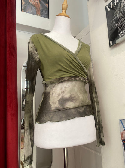 Brand new green top with sheer back