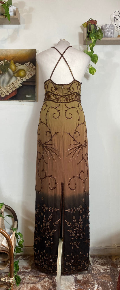 Sienna Baroque Silk Halter Gown