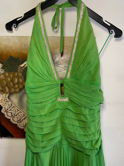 100% silk brand new haute couture two toned dress with sequin details