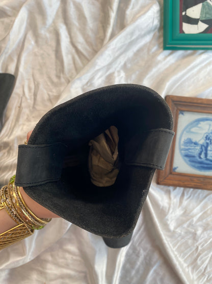 Leather brand new vintage black cowboy boots