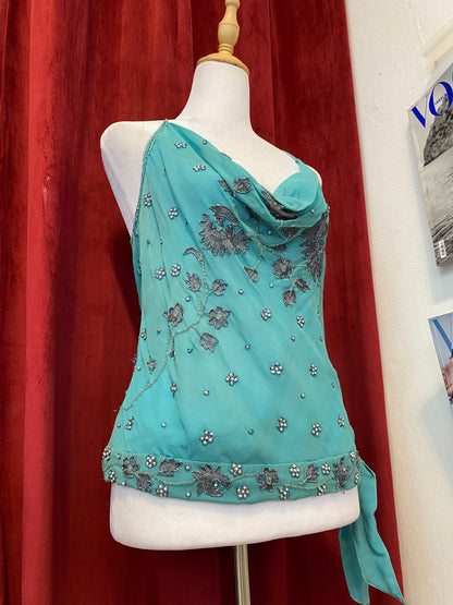 100% silk brand new aftershock blue summer top 💙