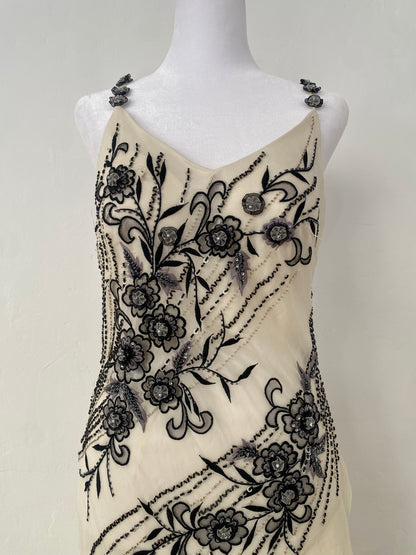 100% silk brand new white dress with handbeaded details