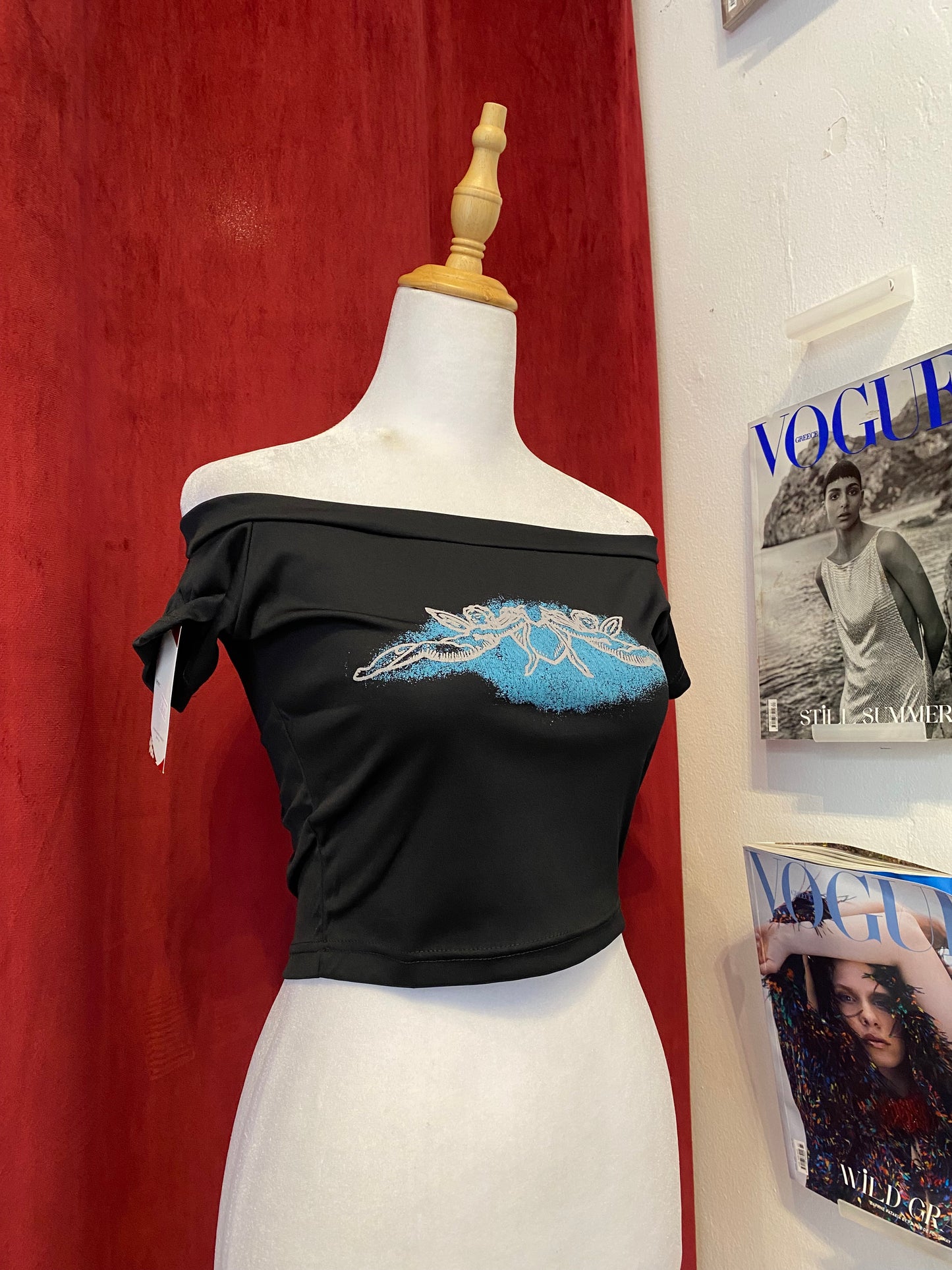 Y2K brand new off the shoulder “angel” crop top