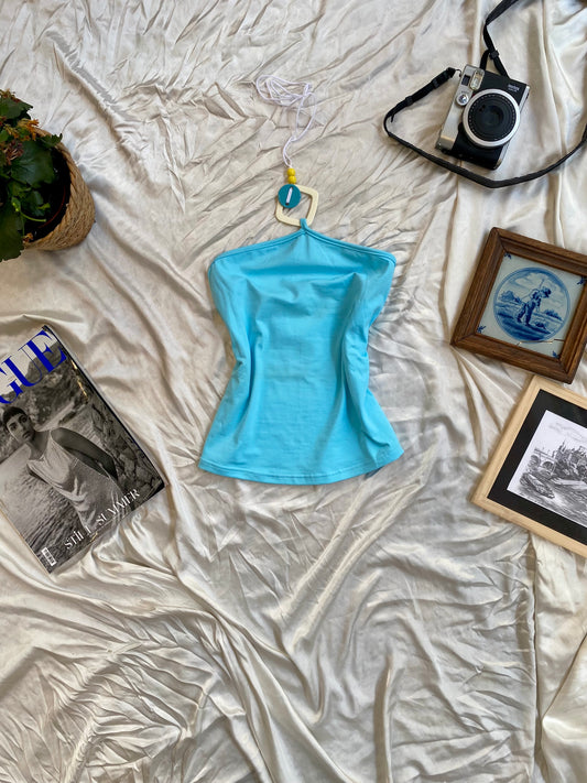 Baby blue y2k summer halter top