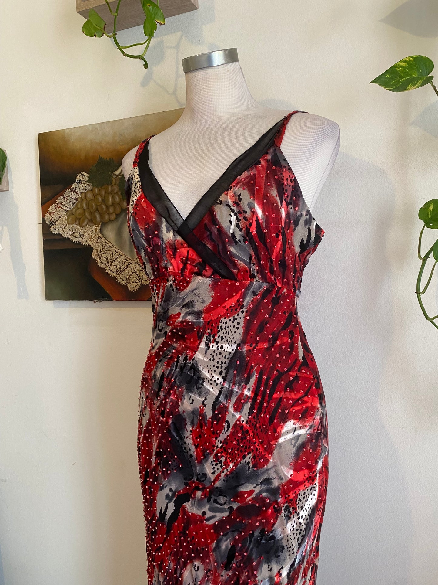 100% silk brand new handbeaded maxi gown