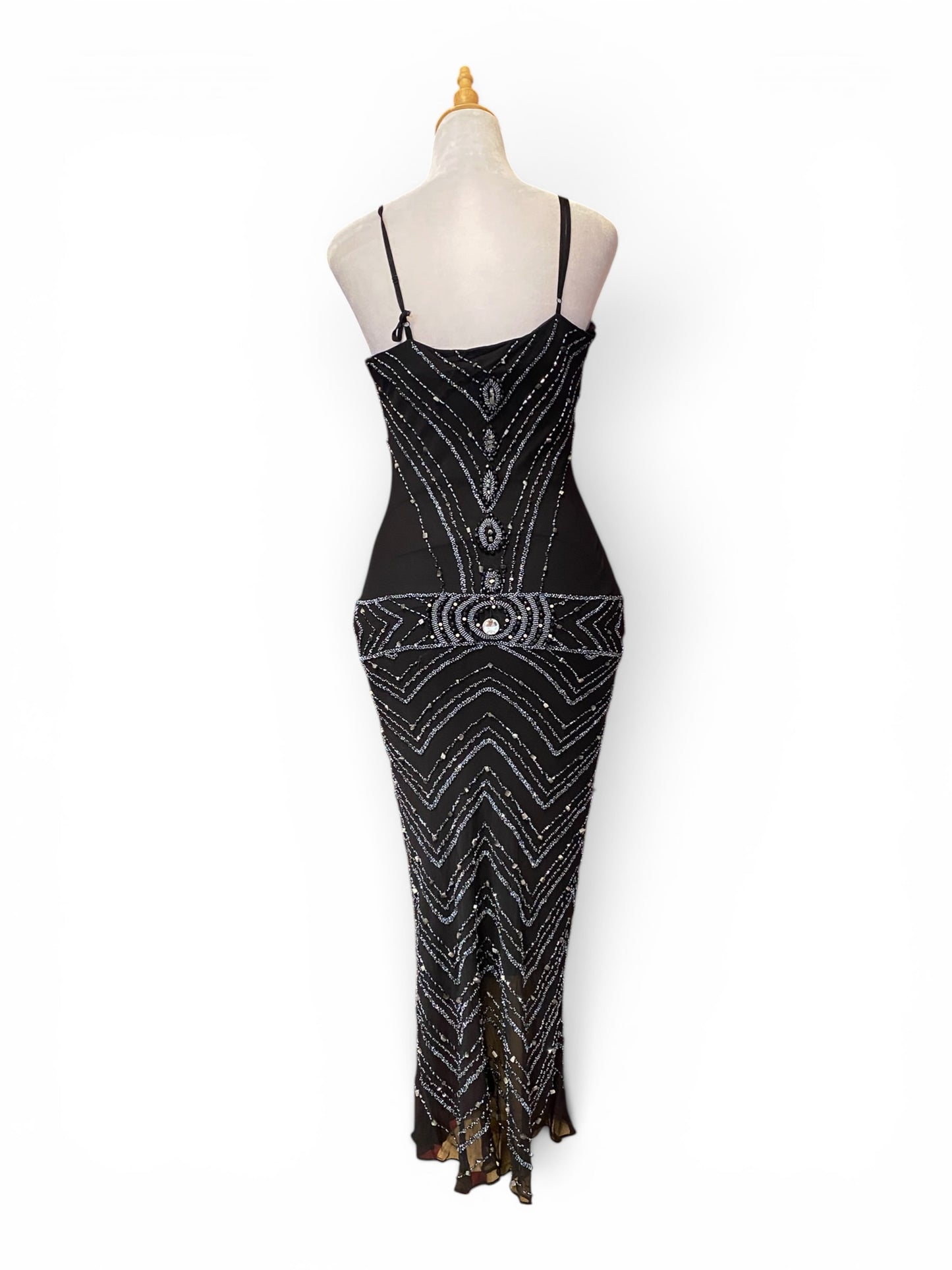 100% silk handbeaded gown