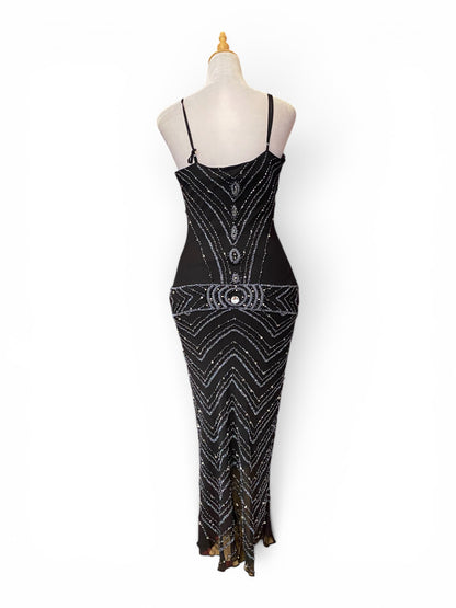 100% silk handbeaded gown