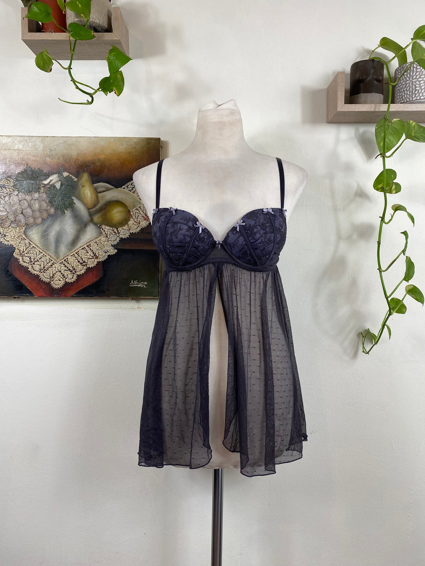 Grey bow corset top 80B