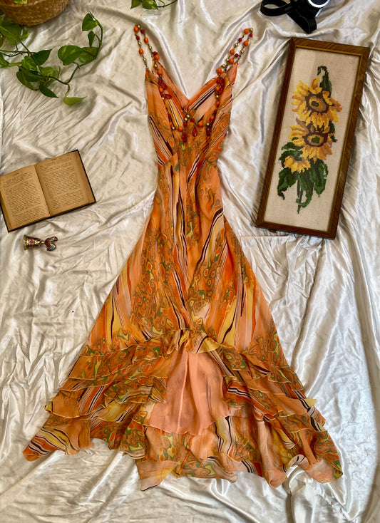 100% silk sunset dress