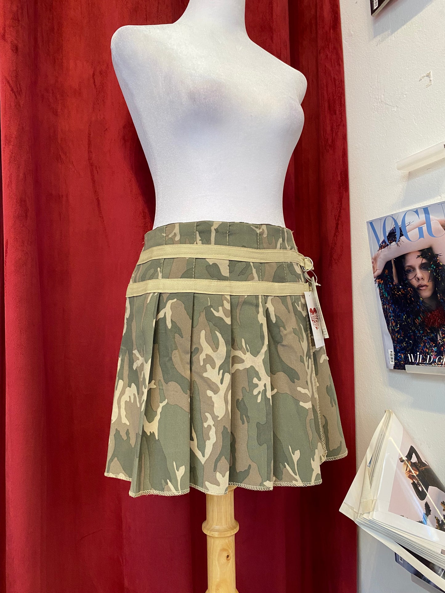 Brand new military print pleated mini skirt