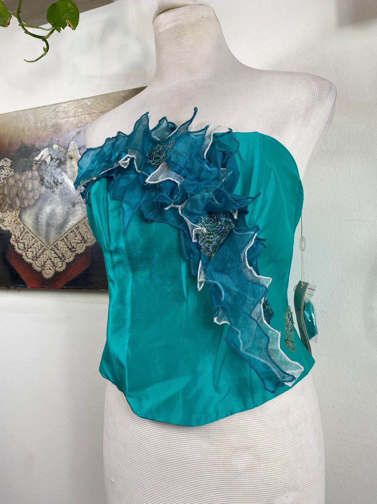 Brand new mermaid petrol corset