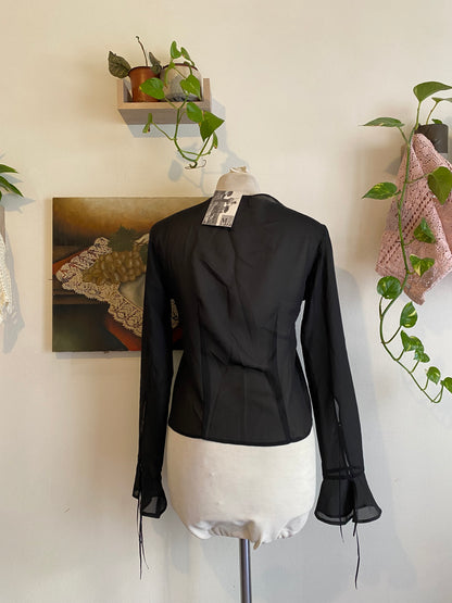 Black sheer bow tied top