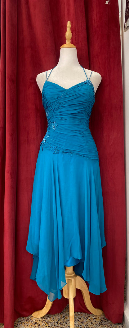 Azure blue chiffon gown