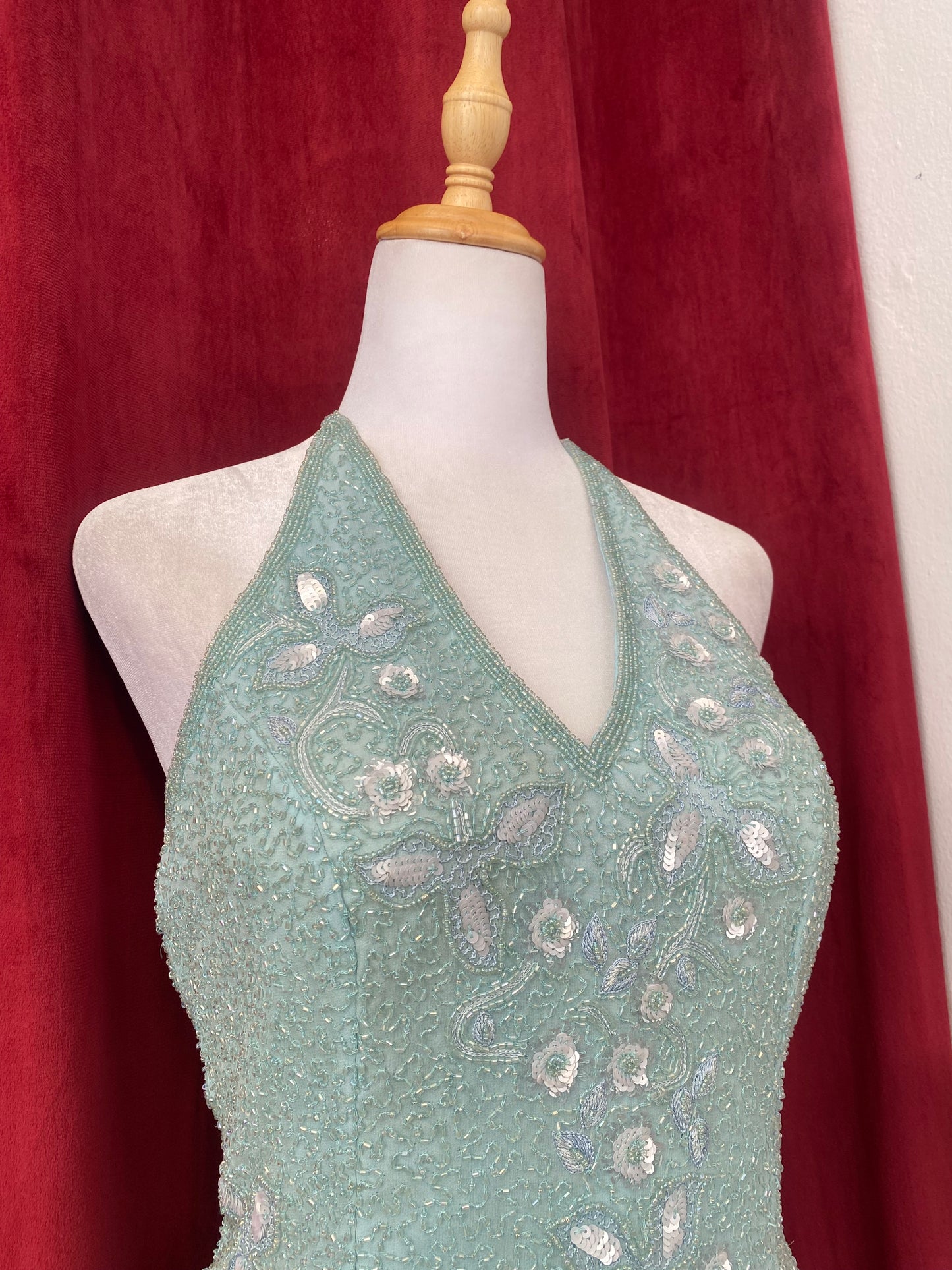 100% silk baby blue handbeaded corset 🩵