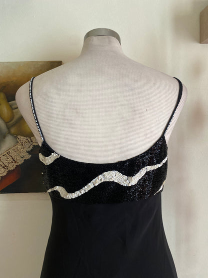 Handbeaded maxi black gown