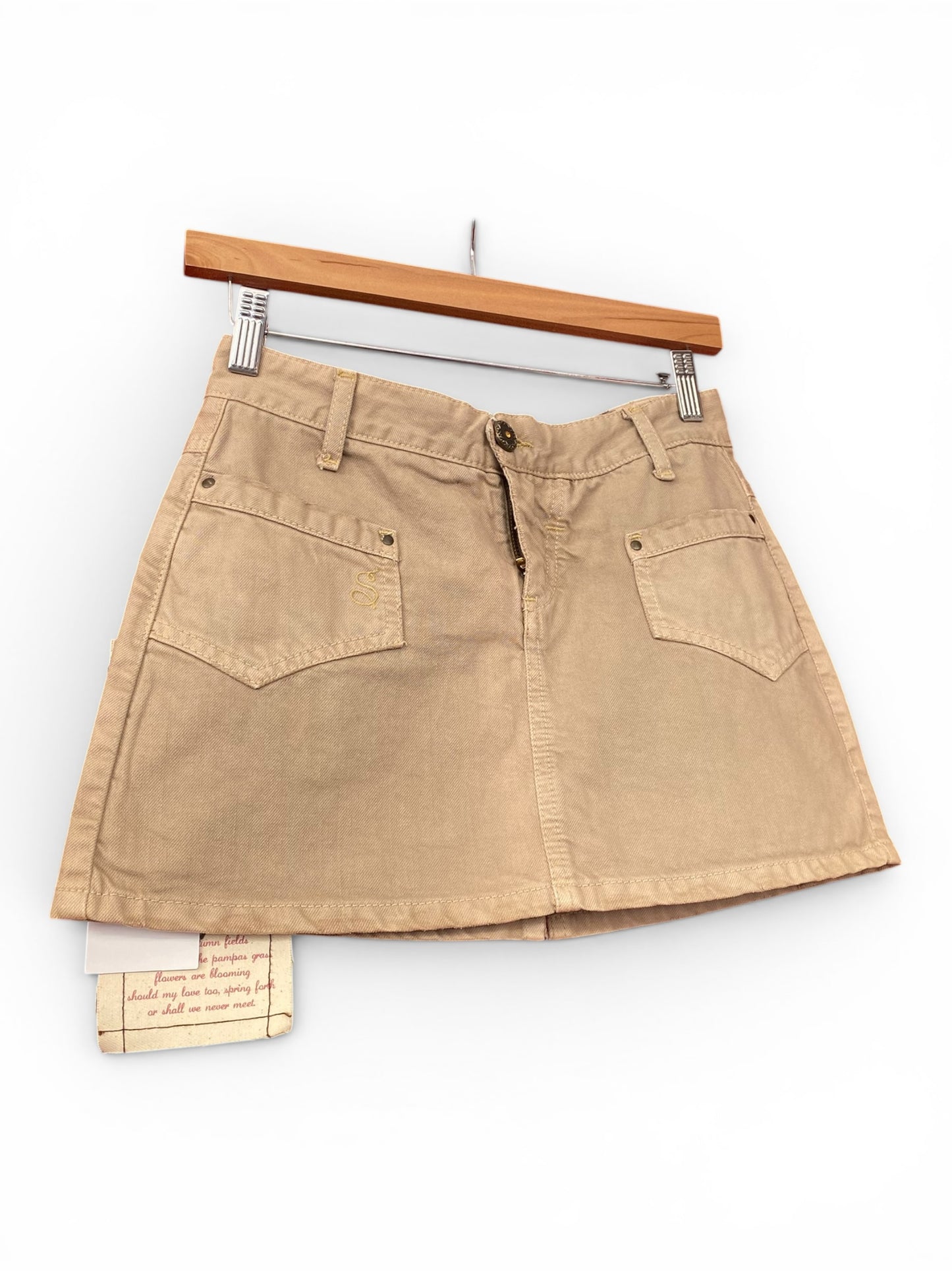 Beige cargo mini skirt