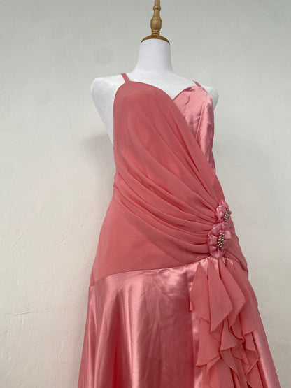 Brand new baby pink satin ruffled dress