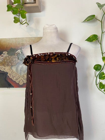 Brown brand new velvet top