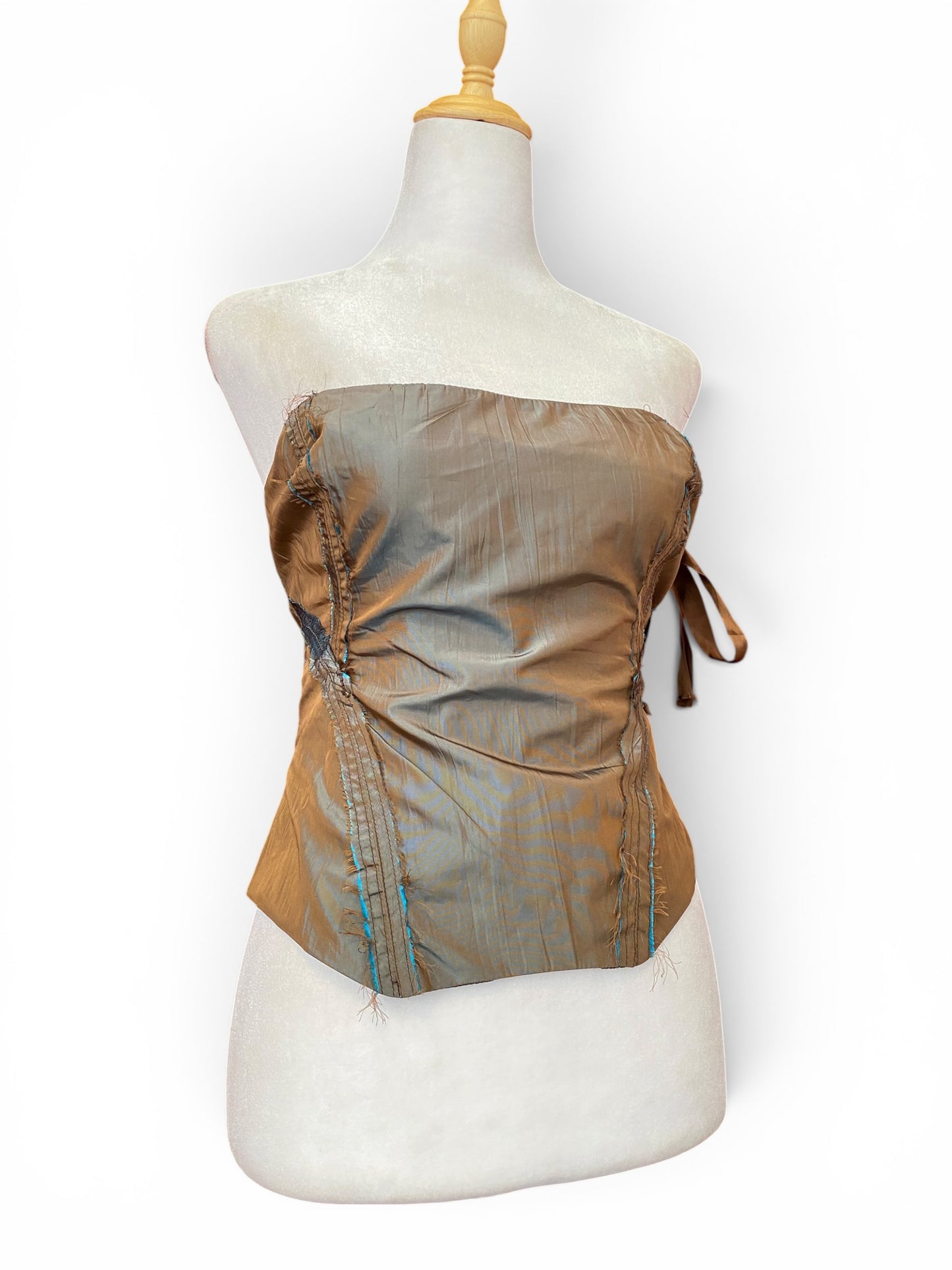 Brown organza corset with lace up detail