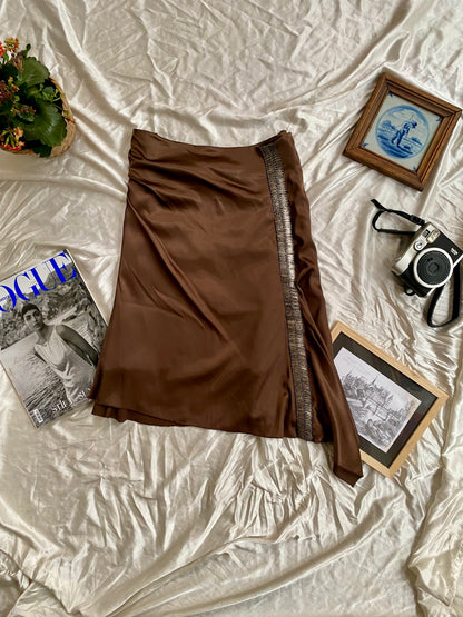 Satin brown brand new Toi&Moi skirt