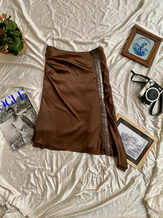 Satin brown brand new Toi&Moi skirt