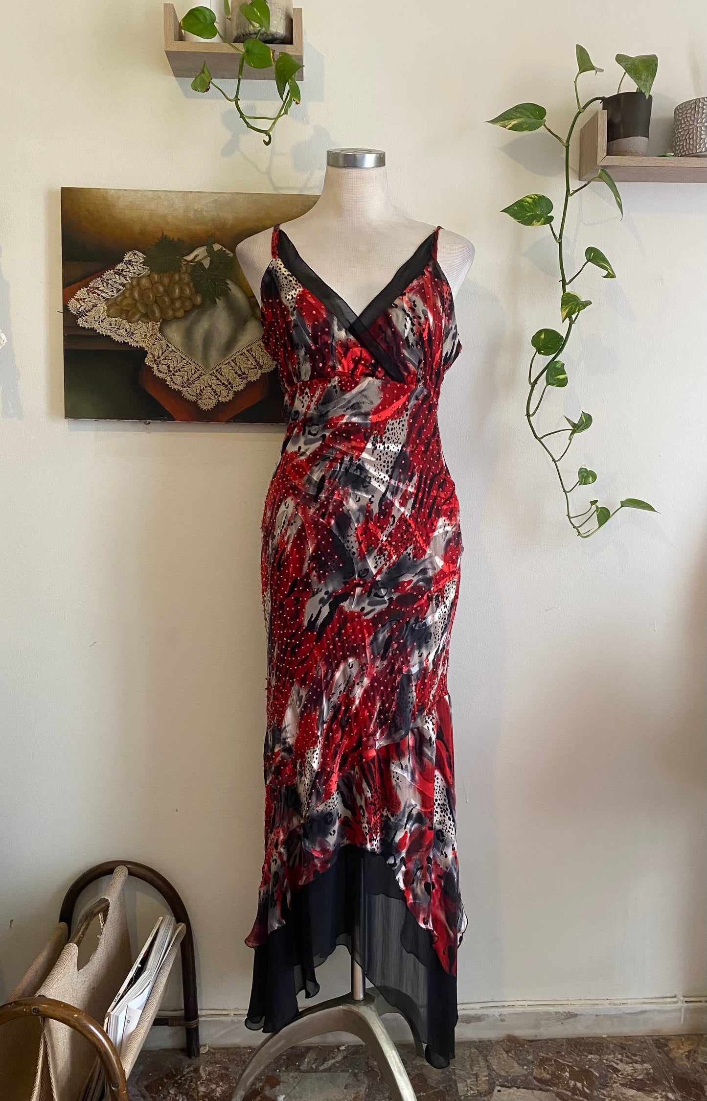 100% silk brand new handbeaded maxi gown