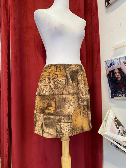 Brand new multi coloured brown mini skirt
