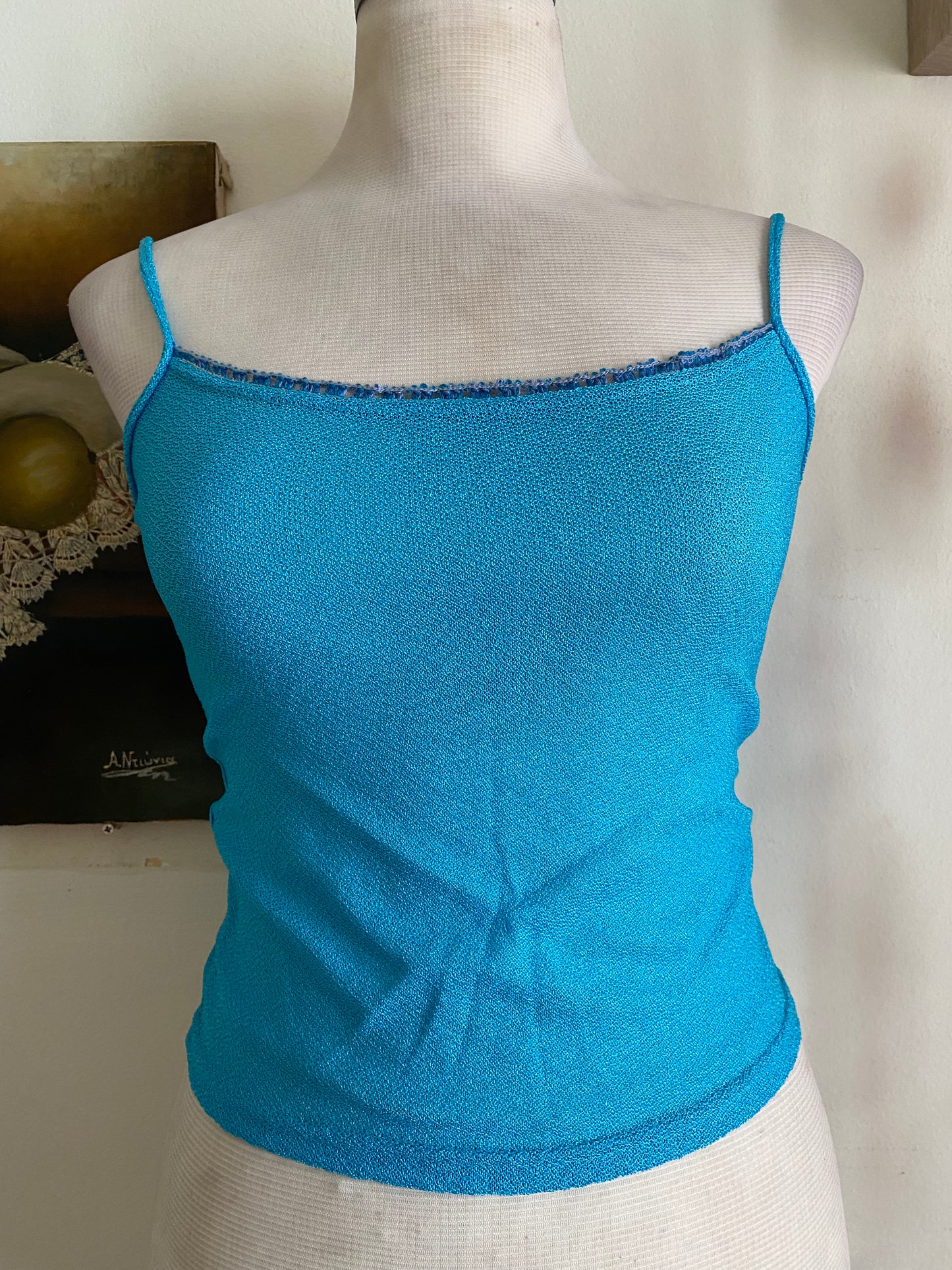 Brand new baby blue crochet like top