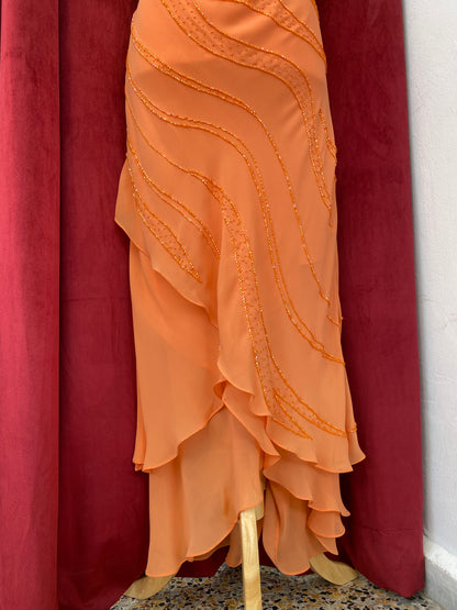 Tangerine handbeaded gown