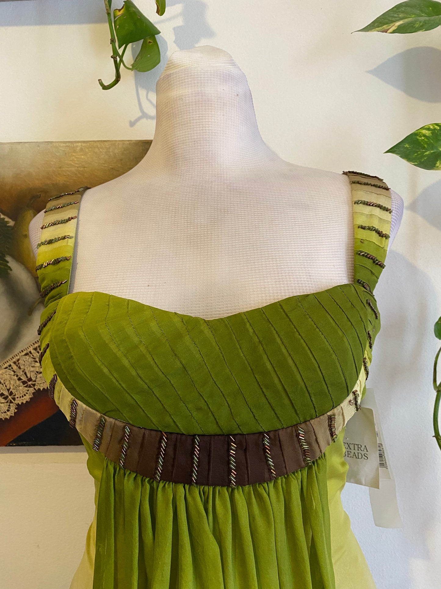 100% silk brand new green ombré mini